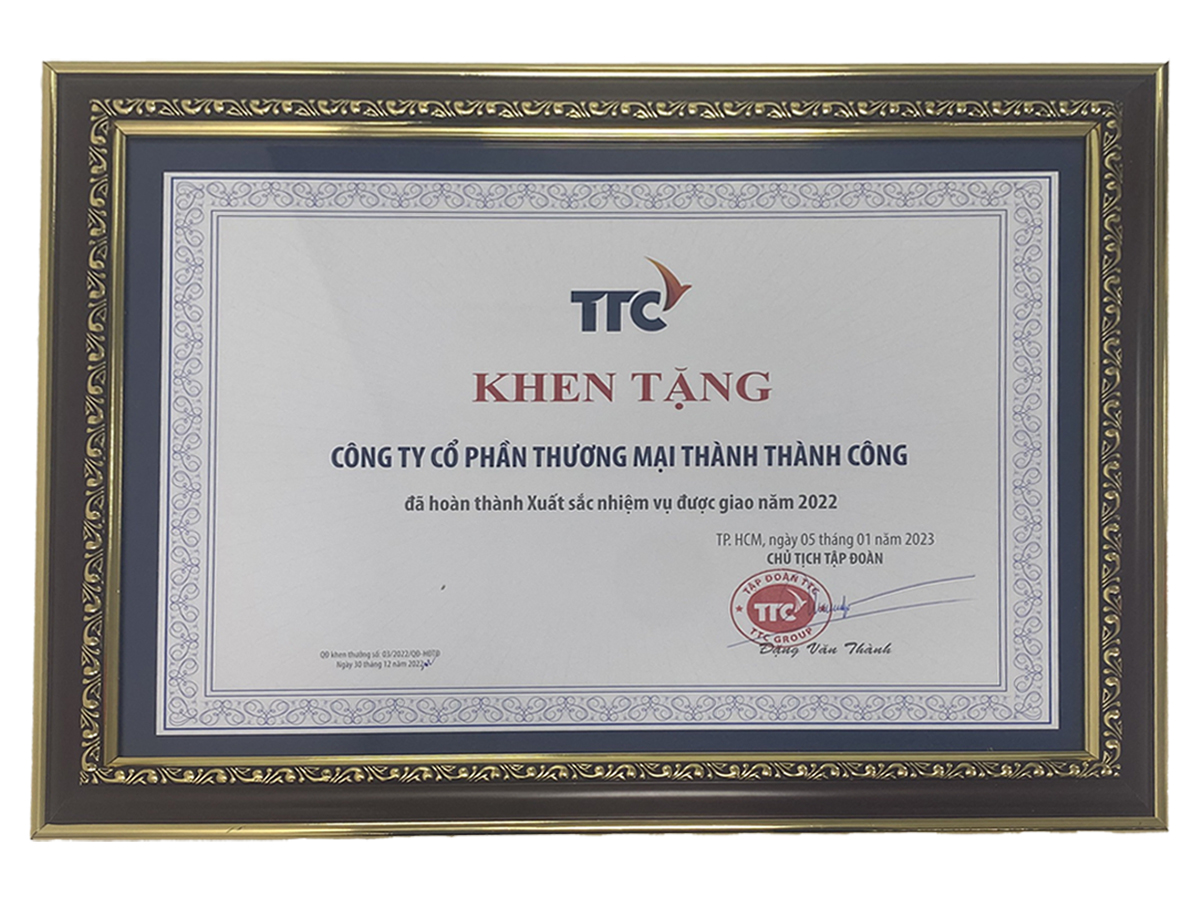 Công ty Cổ phần Thương mại Thành Thành Công đã hoàn thành Xuất sắc nhiệm vụ được giao năm 2022